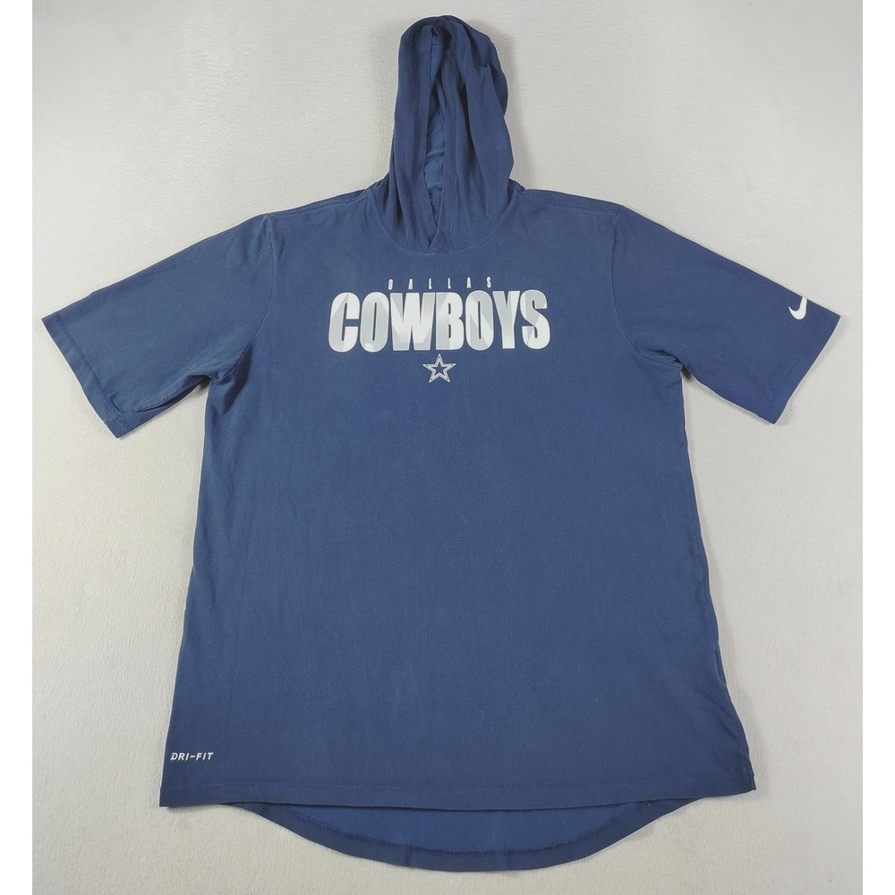 Dallas Cowboys Shirt Mens Medium Blue NFL Football Nike Dri Fit Hooded Tee